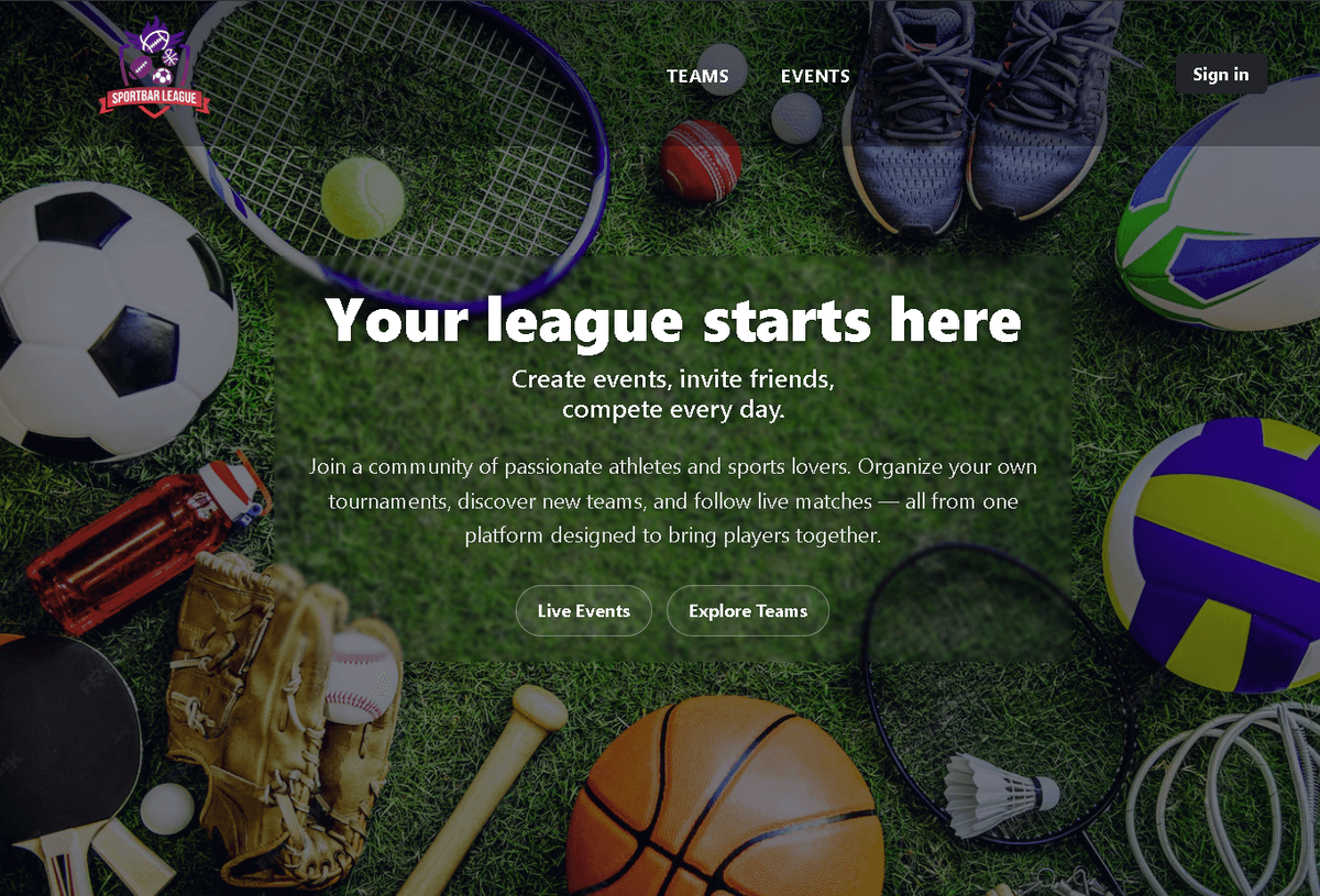 SportBarLeague Interface